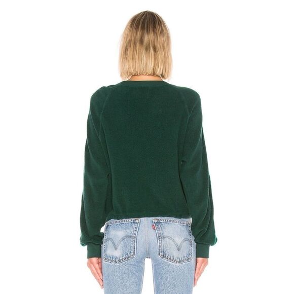 Pam & Gela Cropped Sweatshirt Velvet Stripes Green - Picture 4 of 16